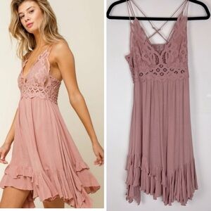 FREE PEOPLE FP One Adella Slip Dress in Rose Pink XS